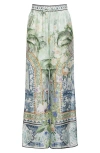 Camilla High Waist Wide Leg Silk Lounge Pants In Jardim Party