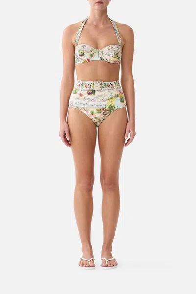 Camilla High Waisted Bikini Bottom W Belt La Belle Botanique In Green
