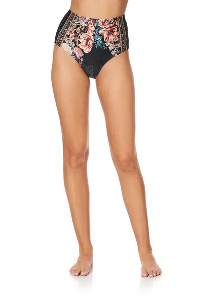 Camilla High Waisted Bikini Bottoms In Floral Print In Black