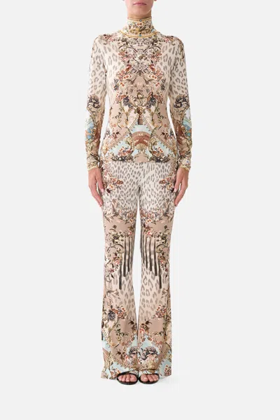 Camilla High Waisted Flared Trouser Aranjuez Animalia In Brown
