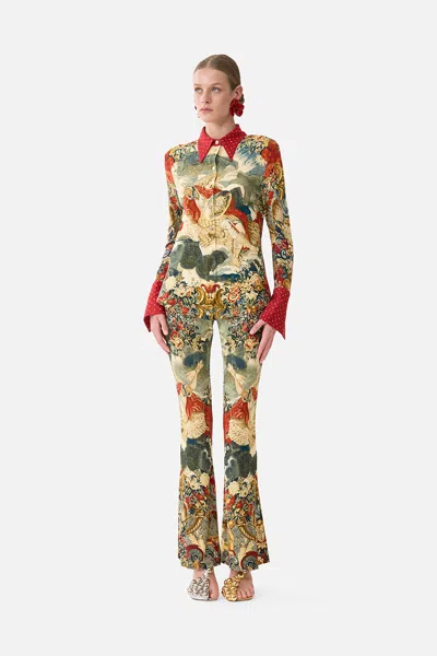 Camilla High Waisted Flared Trouser Meet Me At The Met In Multi