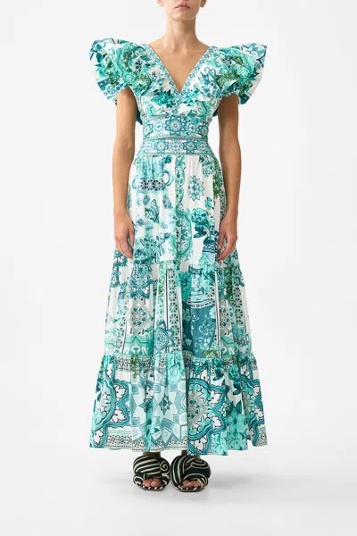 Camilla High Waisted Tiered Skirt Balearic Bebé In Blue