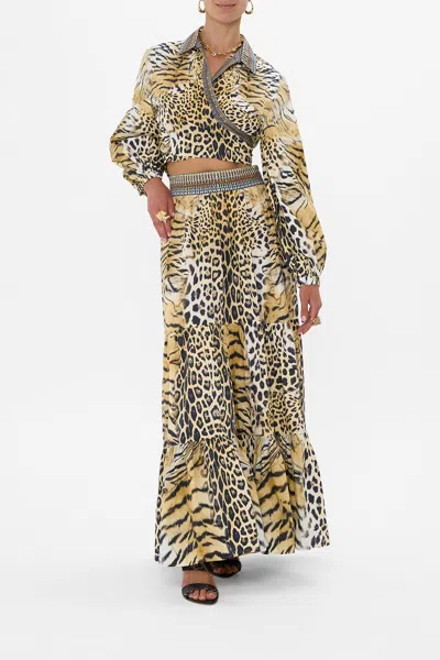 Camilla High Waisted Tiered Skirt Jaguar In Yellow