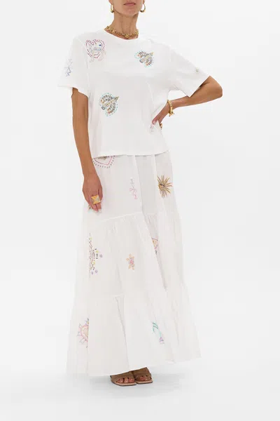 Camilla High Waisted Tiered Skirt Living In Colour In White