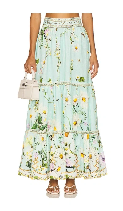 Camilla High Waisted Tiered Skirt In Pink