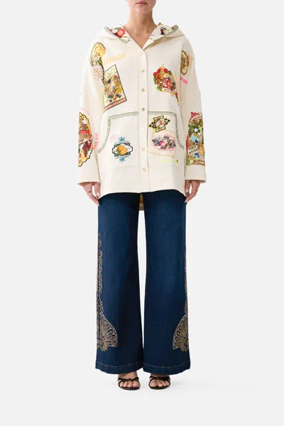 Camilla Hoodie Jacket With Pockets Magic Of The Mercado In White