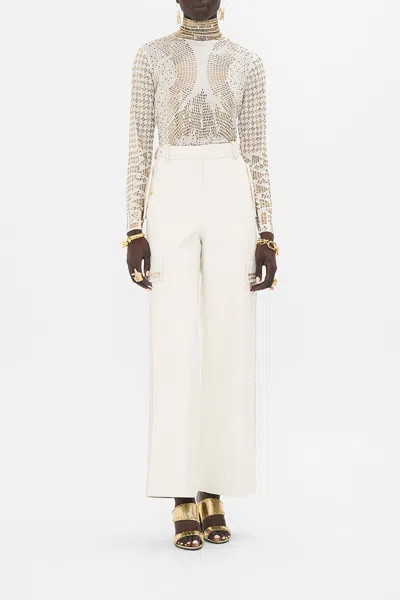 Camilla Hotfix Turtle Neck With Buttons Valley Of The Queens In White