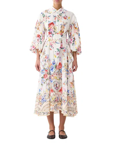 Camilla Waist Tie Shirt Dress With Bubble Sleeve I Left My Heart In Granada In Multi