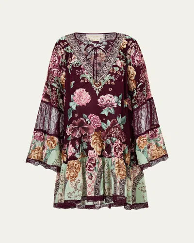 Camilla If These Tiles Could Talk A-line Gathered Panel Dress In Animal Print