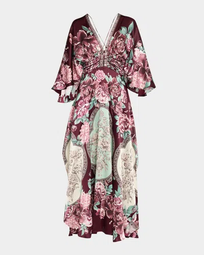 Camilla If These Tiles Could Talk Lace-up Maxi Dress In Multi