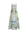 Camilla Jardim Party Crystal-embellished Printed Linen And Silk-blend Maxi Dress In Blue