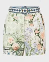 Camilla Tuck Front Belted Shorts In Jardim Party