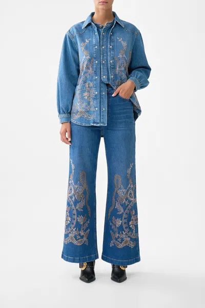 Camilla Jenna Ace Of Lace High Waisted Flare Denim In Blue