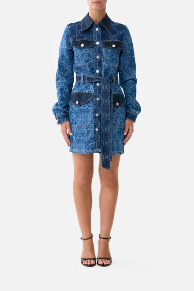 Camilla Jenna Belted Mini Dress Denim In Multi