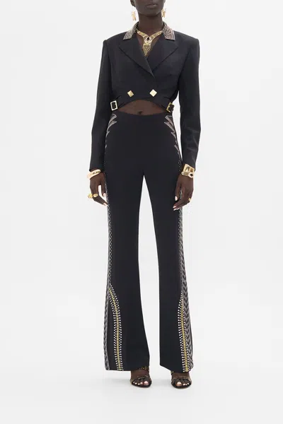 Camilla Jersey Flare Pant - Black/gold They Called Her Nefertari