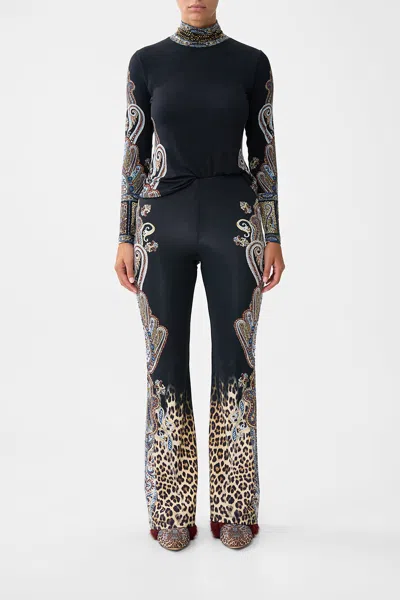 Camilla Jersey Flare Pant Istanbul Animalia In Black