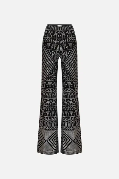 Camilla Jersey Flare Pant With All Over Hotfix The Egypt Effect In Black