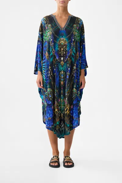 Camilla Jersey Long Kaftan With Rounded Hem Dominican Decadence In Multi