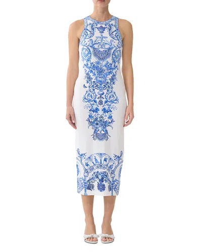 Camilla Jersey Tank Dress Ceramic Panoramic In Blue