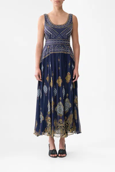 Camilla Jersey Tank Dress With Contrast Skirt The Imperial Gate In Blue