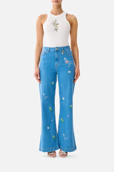 Camilla Jersey Tank Top Dandelion Skies In White