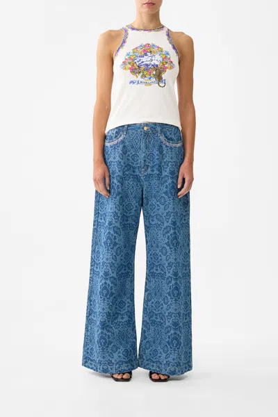 Camilla Jersey Tank Top España Nirvana In White