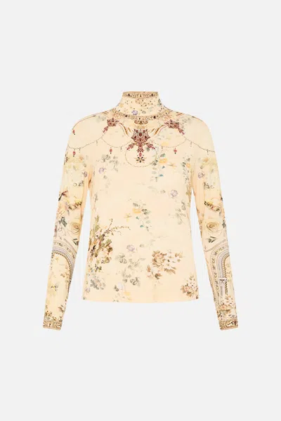 Camilla Jersey Turtleneck Adorned In Antiquity In Yellow