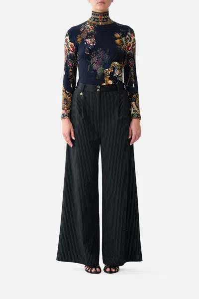 Camilla Jersey Turtleneck Night Garden In Black