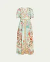 Camilla Jewellery Museum Shaped-waistband Dress With Flutter Sleeves In The Jewellery Museum