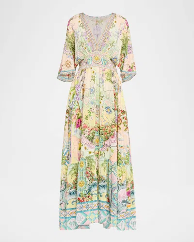 Camilla Just Coasting Ruffle-hem Maxi Dress In Blue