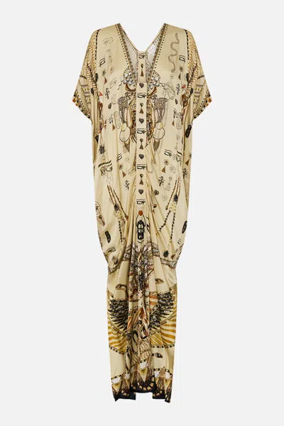 Camilla Kaftan With Front Tab Detail Gateway To The Afterlife In Neutral