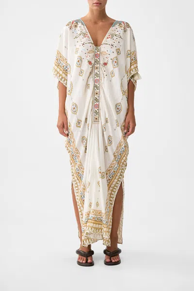 Camilla Kaftan With Front Tab Detail Ottoman Dynasty In White