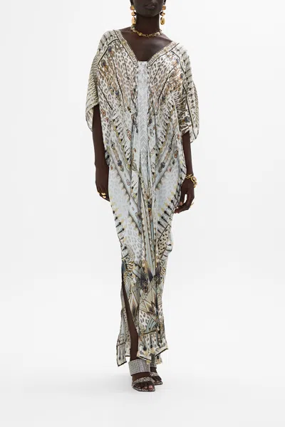 Camilla Kaftan With Front Tab Detail Sahara Starlet In Gray