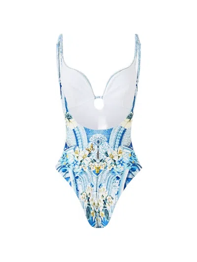 Camilla Keyhole Ruffled Swimsuit In Blue