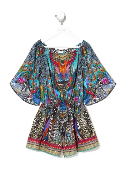 Camilla Kids 3/4 Flare Sleeve Playsuit Gaurdians Of The Sun In Multi