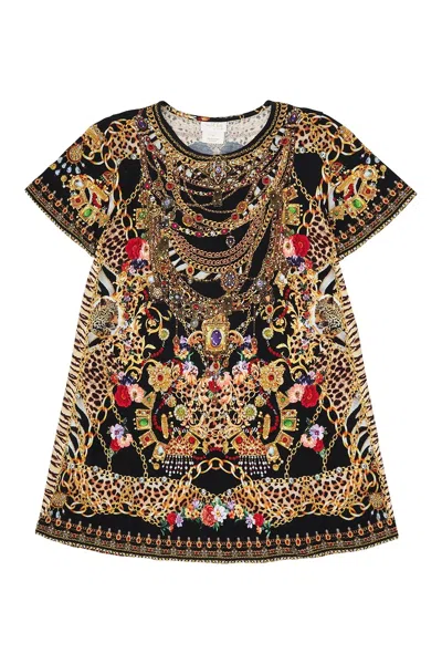 Camilla Kids T-shirt Dress With Flare Hem A Night In The 90s In Black