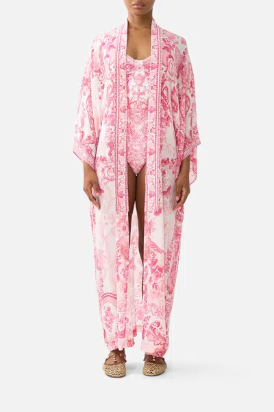 Camilla Kimono Layer With Collar Livin La Vida Rosa In Multi