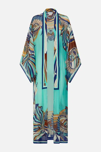 Camilla Kimono Layer With Collar Oasis Oracle In Gray