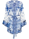 Camilla Tie-detail Silk Minidress In Blue