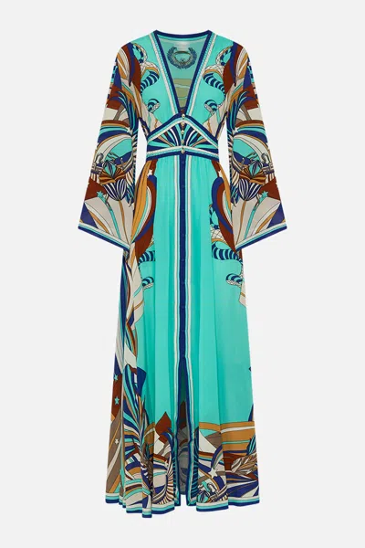 Camilla Kimono Sleeve Dress With Shirring Detail Oasis Oracle In Blue