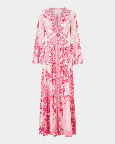 Camilla Kimono-sleeve Maxi Dress In Pink