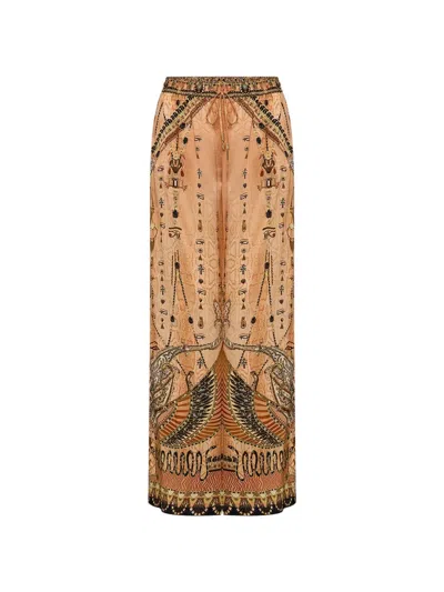 Camilla Kingdom Hieroglyphs Printed Trousers In Orange