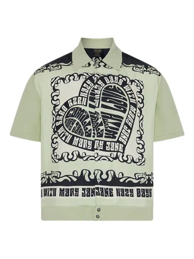 Camilla Knit Sleeve Print Shirt In Green