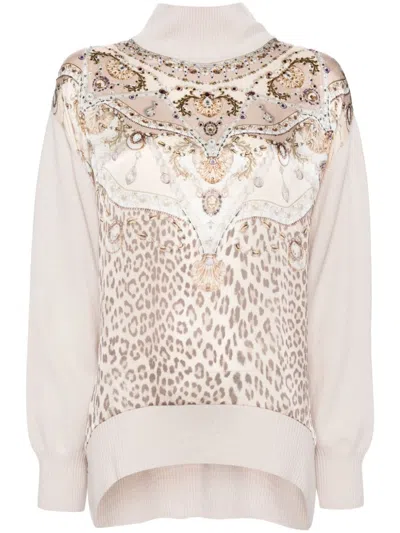 Camilla Knitted Turtle Neck Top In Pink