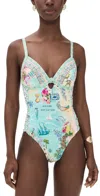 Camilla Knot Front Panelled One Piece Just Coasting In Multi