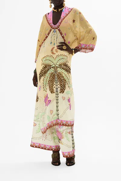 Camilla Knot Trimmed Kaftan Aswan Abstract In Multi