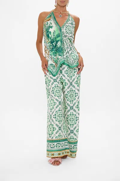 Camilla Knotted Scarf Top Corridor Of Calm In Green