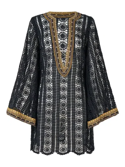 Camilla Lace Deep V-neck Tunic In Black