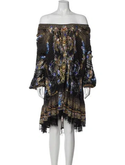 Pre-owned Camilla Lace Pattern Mini Dress In Black