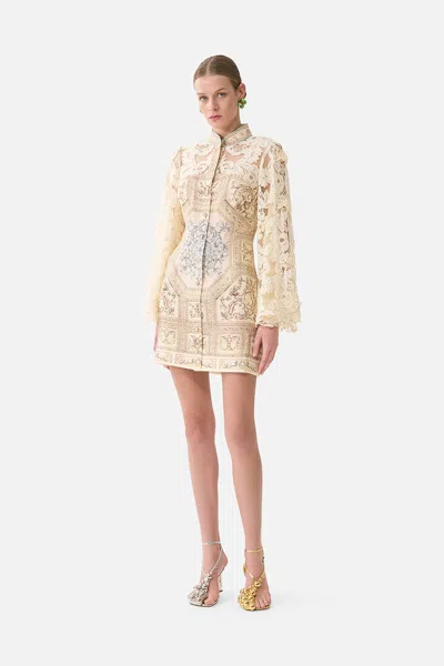 Camilla Lace Sleeve Mini Shift Dress A Beloved Boudoir In Brown